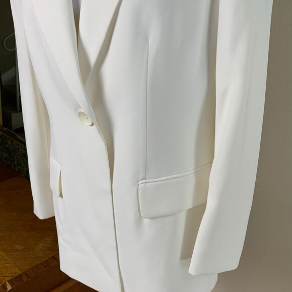 Kasper Petite Size 10P Blazer Jacket One Button White Career Minimalist - Picture 6 of 8